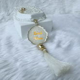 White Crystal Tasbeeh with name (100 beads)